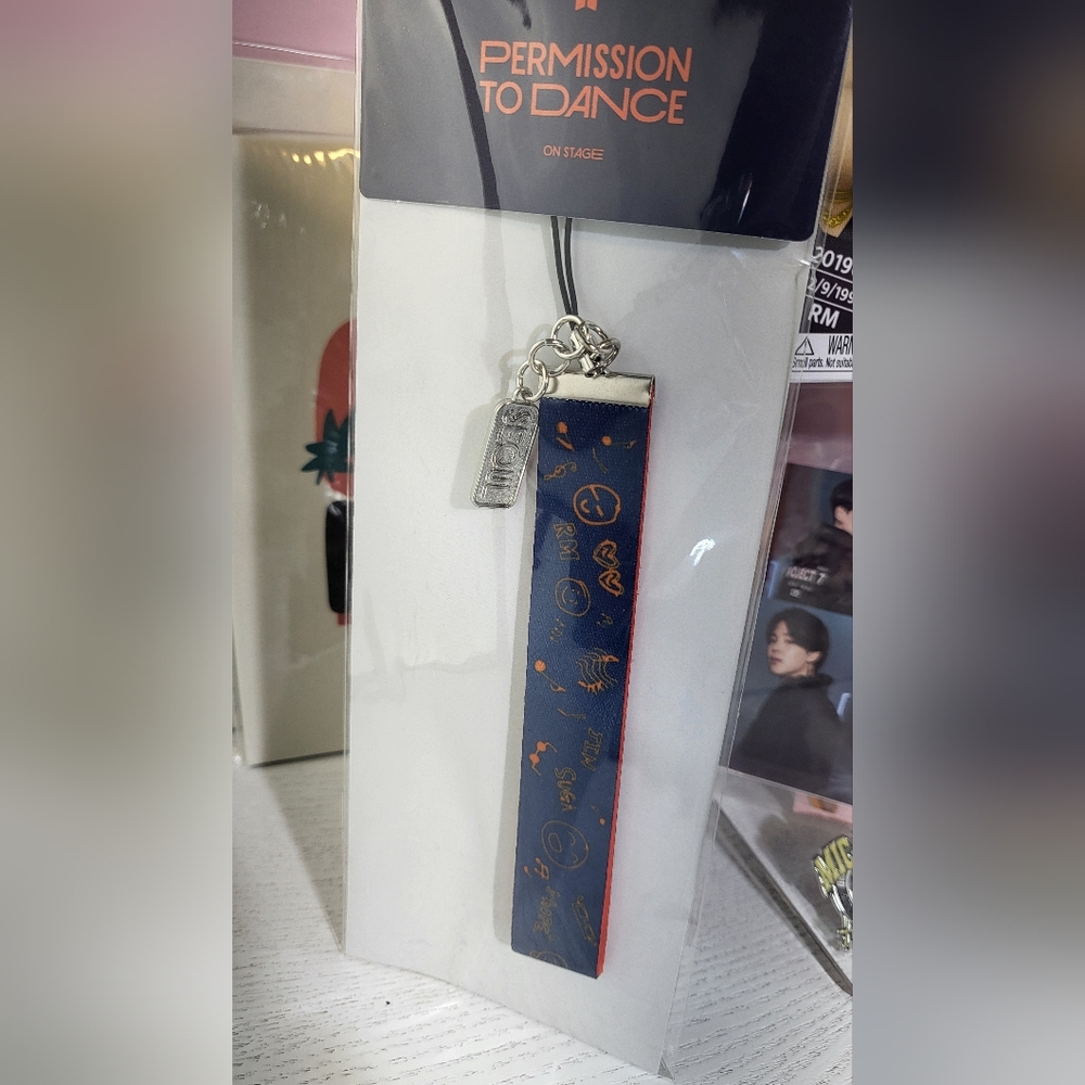 BTS BANGTAN Blue Orange Permission to Dance On Stage Phone Key Chain Wrist Strap